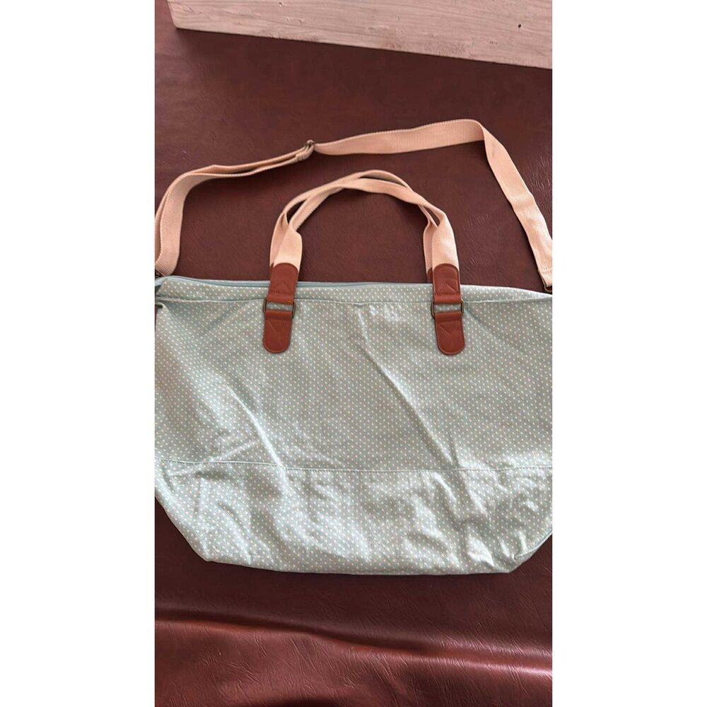 Mossimo Medium Large Green White Canvas Shopping Tote Bag Purse Beach Bag